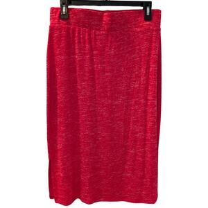 Ultra Teeze Red Knit Midi Skirt Womens Large Pull On Stretch Casual Flowy Summer